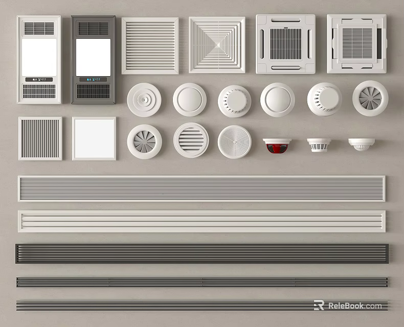 Different Types and Modern Designs of Air Conditioner Vents for Home Interiors 3d model 