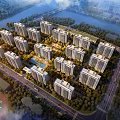 Birds Eye View Planning of High Rise Residential Community With Greenery and River