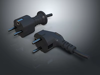 Black Electrical Switch Panel With Plug Connections And Modern Design Features 3d model