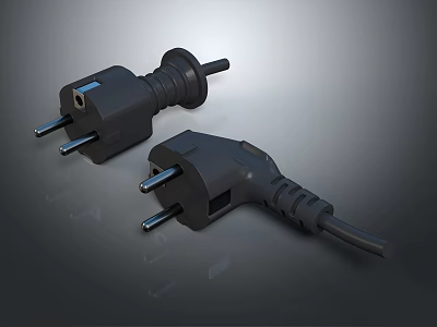 Black Electrical Switch Panel With Plug Connections And Modern Design Features 3d model