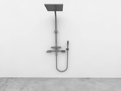 Stainless Steel Wall Mounted Shower Fixture With Overhead And Handheld Sprayers 3d model