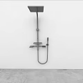 Stainless Steel Wall Mounted Shower Fixture With Overhead And Handheld Sprayers