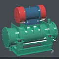 Industrial Equipment With Green Cylindrical Body And Blue Red Motor Base Structure