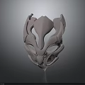 Character Using Biological Inspired Mask 3D Model With Intricate Carvings And Symmetrical Design 3d model