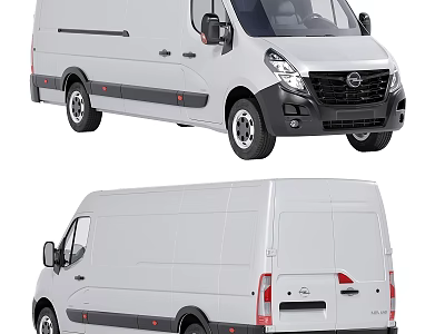 White Commercial Cargo Van Front And Rear View Design 3d model