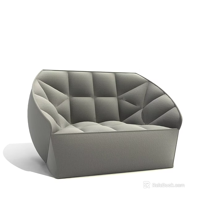 Modern Gray Upholstered Single Sofa With Geometric Tufted Design And Comfortable Seat 3d model