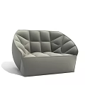 Modern Gray Upholstered Single Sofa With Geometric Tufted Design And Comfortable Seat 3d model