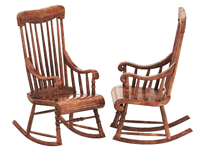 Wooden Rocking Chair With Traditional Design Comfortable Armrests And Sturdy Rocking Base 3d model