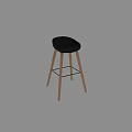 Modern Bar Stool With Black Seat Wooden Legs And Footrest Design