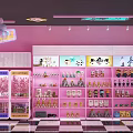Pink Themed Specialty Store Featuring Flower Adorned Walls Colorful Balloons and Product Displays