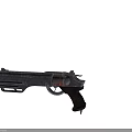 Black Shotgun With Engraved Patterns Yellow Striped Barrel And Dark Textured Grip