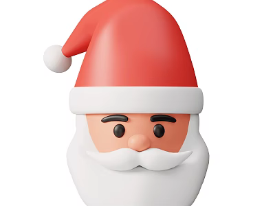 Old Man With White Beard Wearing Red Santa Hat For Christmas Festive Look 3d model