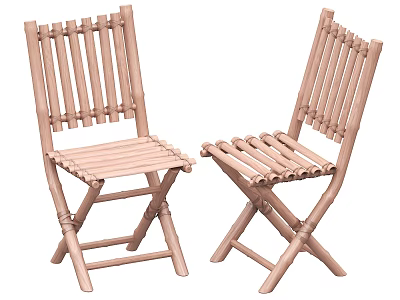 Bamboo Foldable Leisure Chair with Natural Wooden Design for Outdoor Garden 3d model