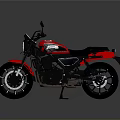 Red and Black Modern Sporty Motorcycle with Sleek Design and Headlight