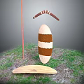 Traditional Tribal Weapons With Wooden Shield Boomerang Spear And Base On Grass