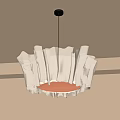 White Pleated Fabric Chandelier With Soft Lighting In Modern Minimalist Design