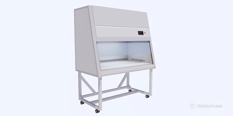 Laboratory Industrial Equipment White Clean Workbench With Transparent Window And Mobile Casters 3d model 