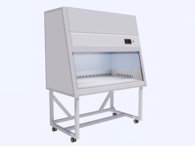 Laboratory Industrial Equipment White Clean Workbench With Transparent Window And Mobile Casters 3d model
