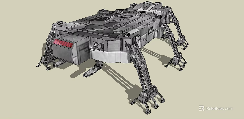 Smart Machine Advanced Design With Mechanical Legs Metallic Structure And Red Panel 3d model 