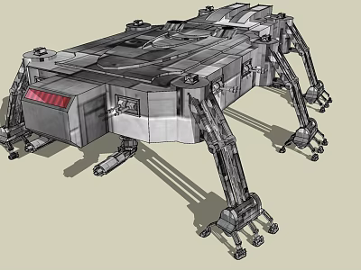 Smart Machine Advanced Design With Mechanical Legs Metallic Structure And Red Panel 3d model