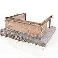 Traditional Building Model Featuring Brick Structure Wooden Railing and Stone Base 3d model