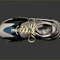 Stylish Modern Sneakers With Gray Upper Orange Accents Yellow Laces And Thick Wavy Sole Design