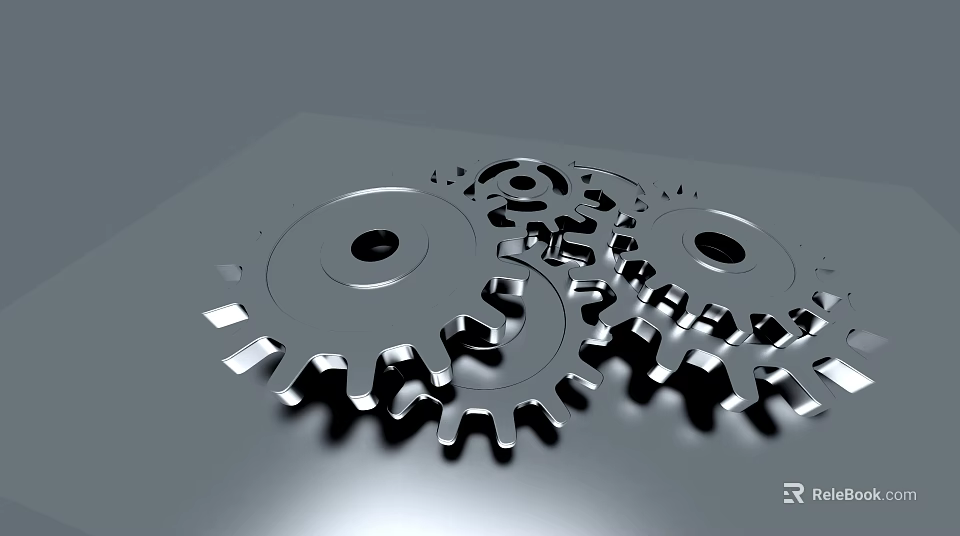 Hardware Tools Components Featuring Metal Gears and Nuts Combination on Gray Surface 3d model