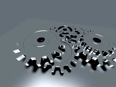 Hardware Tools Components Featuring Metal Gears and Nuts Combination on Gray Surface 3d model