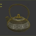 Traditional Cast Iron Teapot With Black Body Silver Dotted Texture Dome Lid And Handle