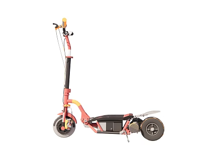 Red And Yellow Electric Scooter With Foldable Design And Battery Powered Wheels 3d model