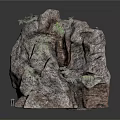 Natural Wood Stone Rock Formation With Green Foliage And Rough Surface Texture