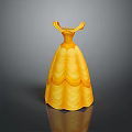 Elegant Yellow Princess Dress With Fluffy Skirt And Ruffled Decorative Details