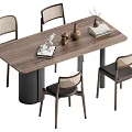 Middle style dining table and chair combination 3d model