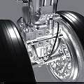 Aircraft Landing Gear Dual Tires With Silver Rims And Metal Components
