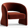 Elegant Modern Brown Velvet Leisure Chair With Curved Backrest And Armrests