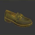Stylish Navy Blue Loafers With Golden Buckle And Thick Sole For Daily Fashion Wear