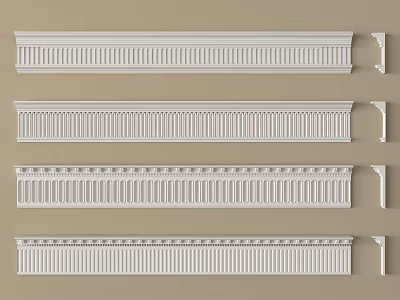 White Ornate Decorative Lines With Grooved Patterns For Interior Trim Design 3d model