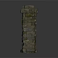 Moss Covered Ancient Broken Stone Walls Architectural Structure Design Details 3d model