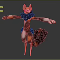Anthropomorphic Fox Game Character 3D Model With Orange Black Fur White Underbelly And Fluffy Tail