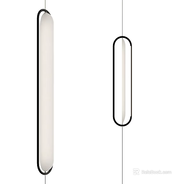 Minimalist Modern Chandelier With Oval Shape Black White Lines And Sleek Design 3d model 