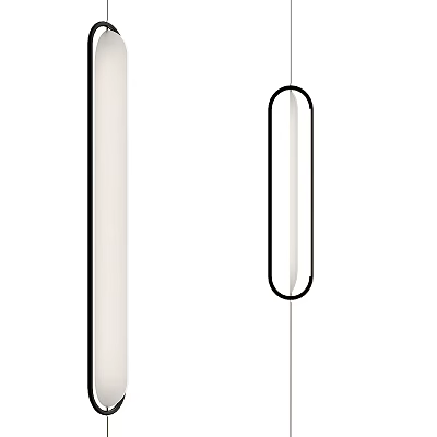 Minimalist Modern Chandelier With Oval Shape Black White Lines And Sleek Design 3d model
