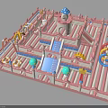 Pink And White Castle Themed Inflatable Kids Playground With Slides Climbing Areas And Colorful Decorations