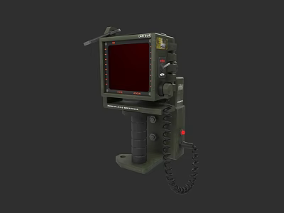 Military Weapon Control Device With Green Body Display Screen Handle Knobs And Cable 3d model