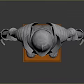 Full Body Silver Medieval Knight Armor Standing On Orange Wooden Base
