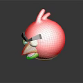 Red Angry Bird Cartoon Character With Black Eyebrows And Yellow Beak On Reflective Background