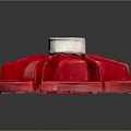 Shiny Red Flower Shaped Structure With White Circular Top And Petal-like Sections