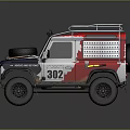 Red White Blue Off Road Car With Roof Rack Spare Tire Mesh Design Number 302