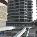 Modern Urban Architecture With Two High Rise Buildings And Green Roof Commercial Complex