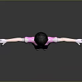 Futuristic Female Character With Short Hair Wearing Pink And Purple Fitted Outfit And Outstretched Arms