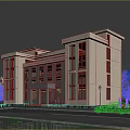 Aerial View Planning Of Modern Multi Story Building With Landscaping Pedestrians And Vehicles